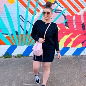 Black H&M Ruffle Sweatshirt Dress